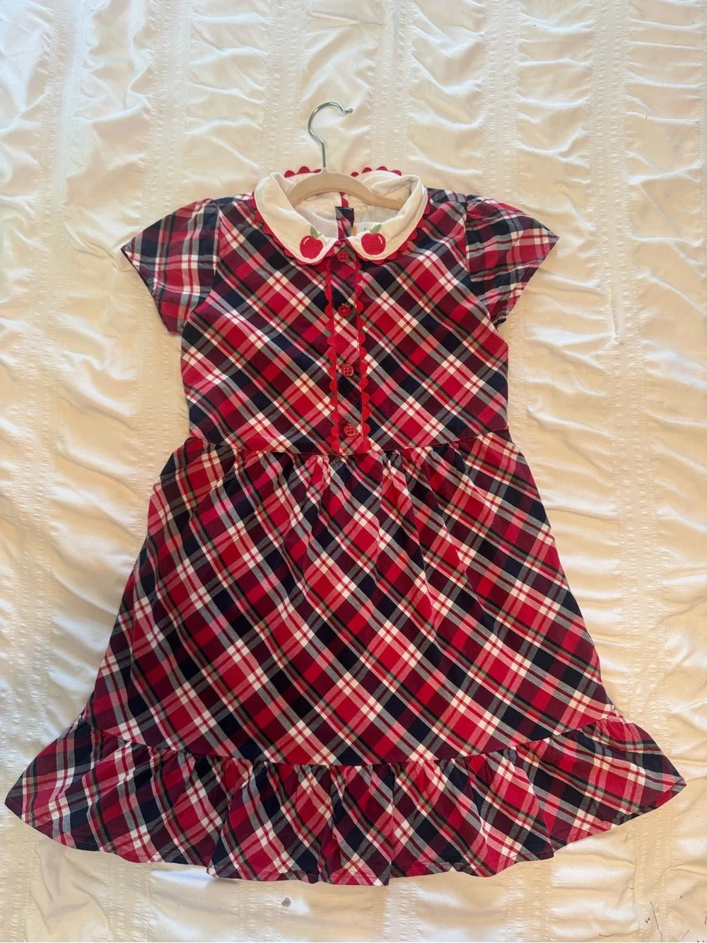 Gymboree Red, Navy and White Plaid Dress with Peter Pan Collar Size 8